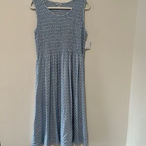 Croft & Barrow Shirred Sundress Blue & White